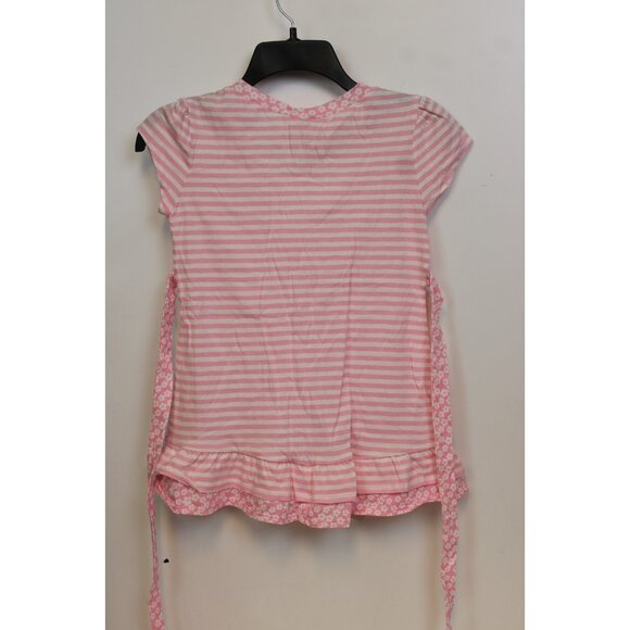 2010s Justice 2pc T-Shirt Leggings sz 10/12 Stripes Flowers Rhinestones Ruffles - Picture 5 of 12